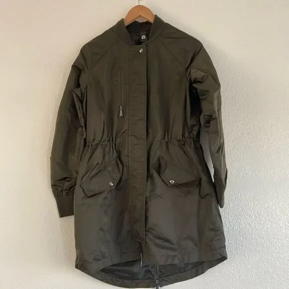 NWT Sam Edelman JacketSatin Olive Green Bomber With Puffy Vest Size XS/S